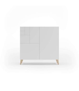 HERDASA Herdasa - Recibidor Zapatero Modelo 512 Acabado Roble Claro/blanco, 90x90x27 (alto X Ancho X Fondo)