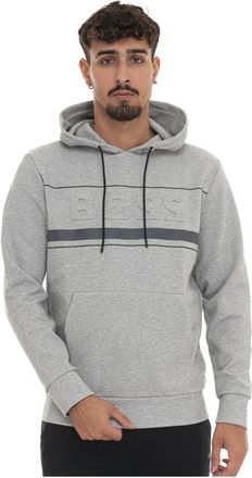 HUGO BOSS Hoodie met logoprint - Heren - Hoodies - Grijs - S - Katoen - Hoodies & sweatvesten