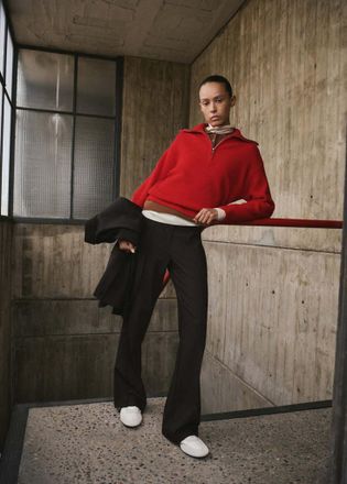 Mango Pullover zip coste rosso - Donna - XXS - MANGO
