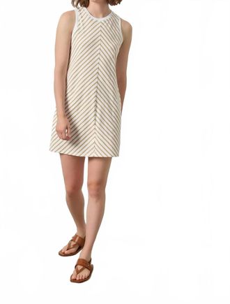 Lilla P Burlap Stripe Center Seam Tank Dress In Beige