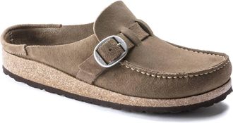 Birkenstock Womens Buckley Clogs In Gray Taupe Suede