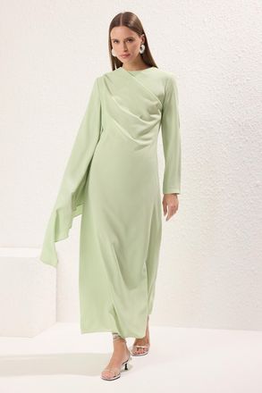 Trendyol Modest Dames Groen Effen Maxi Lang Stijlvol/Avond Recht Modest Avond Jurken