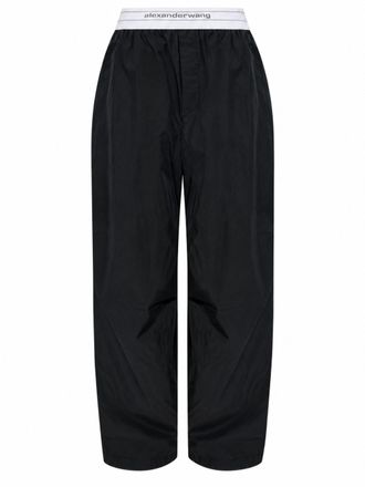 Alexander Wang Black Wide-Leg Pleated Cotton Pants