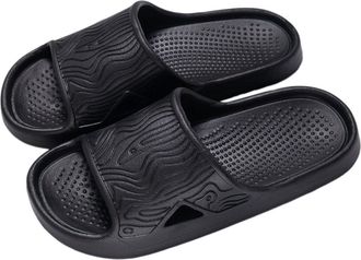 Generic Summer Thick Soled Indoor Bathroom Soft Slippers for Women and Men Comfortable Leisure Footwear (Black, 7)