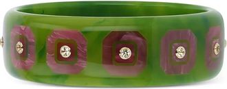 Mark Davis 18K yellow gold white Topaz Bakelite bangle - Green