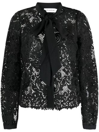 Self Portrait Camicia con fiocco - Nero