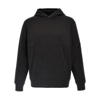 C.P. Company Hoodies, male, Black, Size: XL Black Sweater with Hood and Pockets