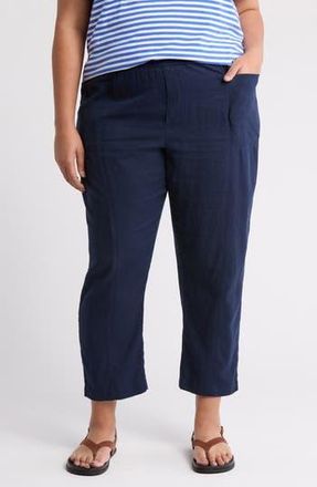 Caslon Linen Blend Pull-On Crop Pants in Navy Still at Nordstrom Rack, Size 2X