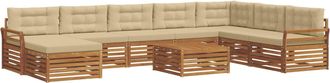 vidaXL Conjunto De Sof&aacute;s De Exterior 9 Uds. Natural Y Beige Vidaxl