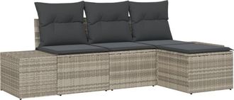 vidaXL Garden Sofa Set 4 pcs Light grey Poly rattan Vidaxl
