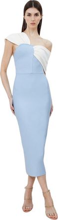 Karen Millen Asymmetric Strap Knit Midi Dress in Light Blue at Nordstrom, Size 10