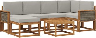 vidaXL Conjunto De Sof&aacute;s De Exterior 7 Uds. Natural Y Gris Claro Vidaxl
