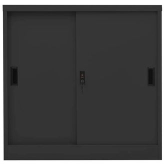 Berkfield Home Office Cabinet with Sliding Door Anthracite 90x40x90 cm Steel in Black | Size: 90 x 40 x 90 cm