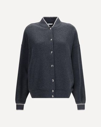 Brunello Cucinelli Techno cotton and cashmere interlock Bomber Jacket Female XXL