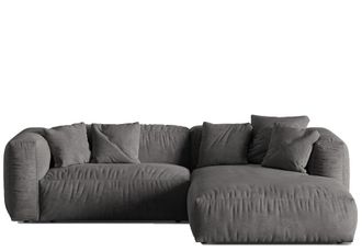 MICADONI Modulares 3-Sitzer Design Ecksofa Martina - Samtbezug Grau