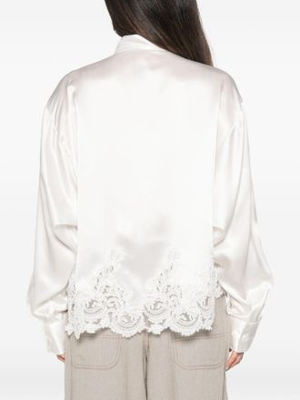 Ermanno Scervino Lace-Trim Satin Blouse - White