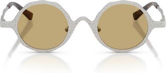 Emporio Armani 41mm Round Sunglasses in Matte Silver/Green at Nordstrom