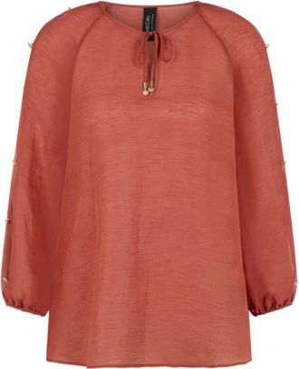 Marc Cain Dames, Blouses & Shirts, Rood, Maat: XL Linnen