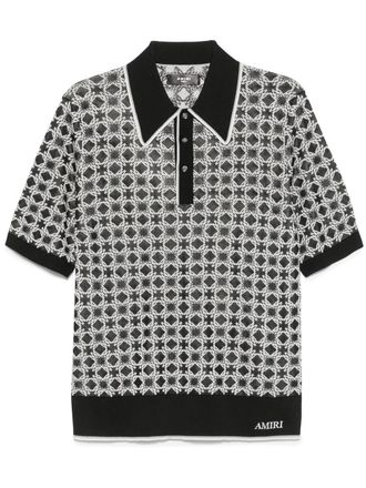 Amiri patterned polo shirt - men - Viscose - S - Black