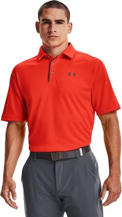 Under Armour Mens Standard Tech Golf Polo, Phoenix Fire (296)/Pitch Gray, XX-Large