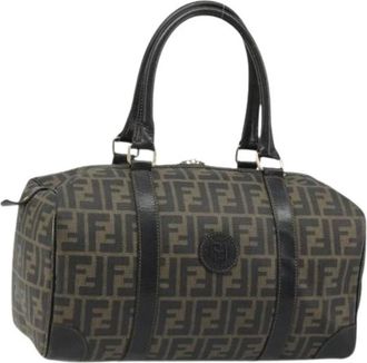 Fendi Pre-owned Handbags, female, Brown, Size: ONE SIZE Pre-owned Zucca Canvas Boston Bag
