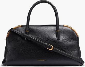 DKNY Satin Leather Satchel in Black/gold at Nordstrom
