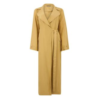 Alberta Ferretti Long Elegant Coat with V-neck - female - Alberta Ferretti - Belted Coats - Beige - S - Coats