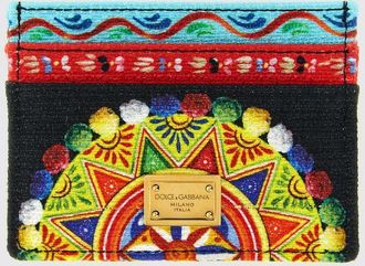Dolce & Gabbana Portacarte in canvas con stampa Carretto Siciliano