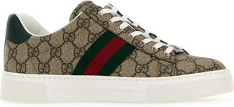 Gucci Womens Ace Sneaker Beige Polyurethane Cotton Polyester