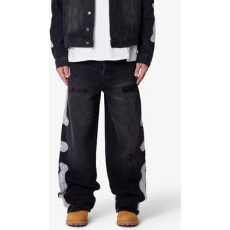 mnml Raw Skeleton Distressed Ultra Baggy Jeans in Washed Black at Nordstrom, Size 38