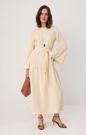 Trendyol Modest Dames Ecru Effen Maxi Lang Casual A-lijn Modest Jurken