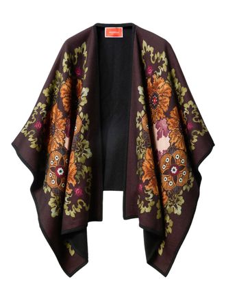 La DoubleJ Wollen cape met bloemenpatroon - Rood