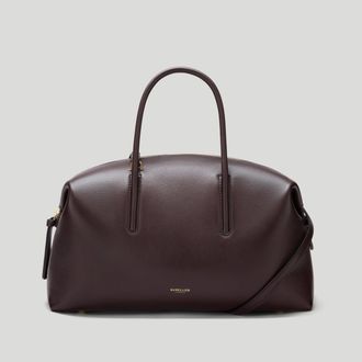 DeMellier The Midi Stockholm in Bordeaux Fine Grain Leather Top handle bag
