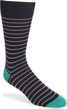 Pantherella Downe Stripe Dress Socks in Navy at Nordstrom, Size Medium