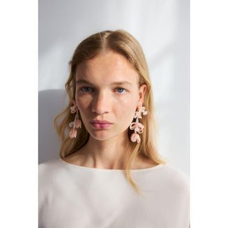 H&M Beaded flower earrings in Light Pink at Nordstrom