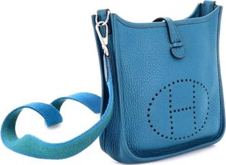 Herm&egrave;s Evelyne Bag Gen III Clemence TPM crossbody bag - Blu