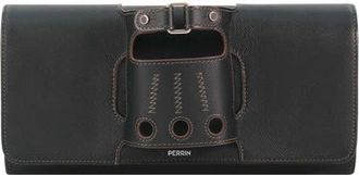Perrin Paris Le Cabriolet Homme Clutch in Black Grain W/Espresso Trim at Nordstrom