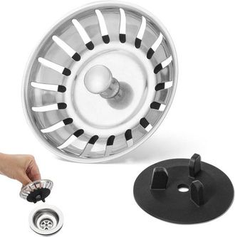 No Brand 2 Cestas Coladoras, Repuestos Para Sif&oacute;n De Fregadero, Cesta Coladora, Tap&oacute;n De Drenaje, Cesta Coladora De Fregadero De Acero Inoxidable Con Junta De 