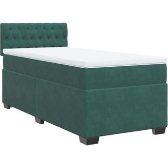 vidaXL Cama Box Spring Con Colch&oacute;n Terciopelo Verde Oscuro 80x200 Cm Vidaxl