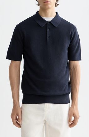 Scotch & Soda Structured Knit Cotton Polo in Sky Captain at Nordstrom, Size Xx-Large