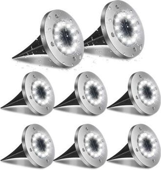 OEM Juego De 8 Luces Solares Para Exteriores, 12 Focos Led Empotrables Para Jard&iacute;n, 6000k, Resistentes Al Agua Ip65, Para Entrada De Veh&iacute;culos, Patio O S&oacute;