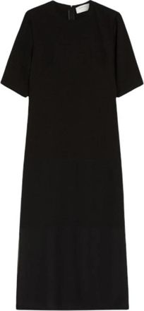 Sportmax Jurk in T-shirtstijl - Dames - Casual kleedjes - Zwart - S - Leer - Kleedjes