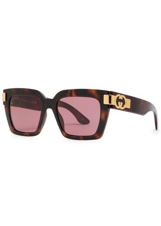 Gucci Eyewear Oversized Square-frame Sunglasses - Havana Violet - Brown Havana - One Size