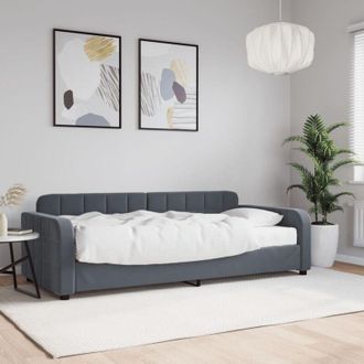 vidaXL Sof&aacute; Cama Con Colch&oacute;n Terciopelo Gris Oscuro 90x200 Cm Vidaxl