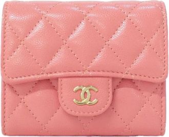 Chanel Pink Grained Calfskin Wallet (Tri-Fold) (Pre-Owned)
