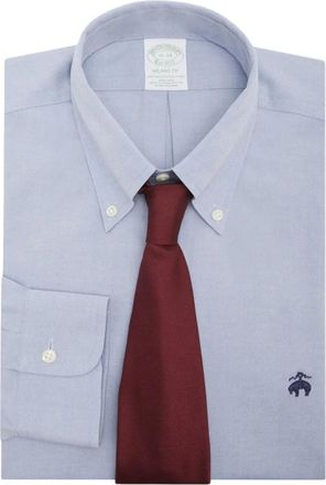 Brooks Brothers Slim Fit Non-Iron Button Down Dress Shirt - Heren - Overhemden - Blauw - Maat: 3XL Katoen