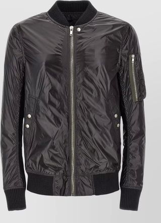 Rick Owens flight bomber jacket ribbed collar cuffs hem sleeve zip pocket