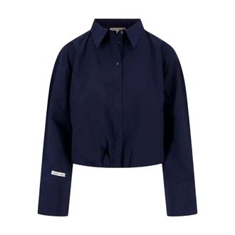 Zusss Long-Sleeve Balloon Blouse - Dames - Blouses & Shirts - Blauw - Maat: L Katoen