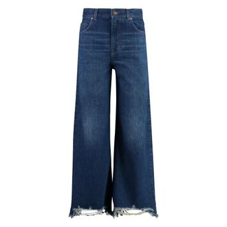 Chloé Wide Jeans, female, Blue, W27, Wide-leg Frayed Hem Jeans