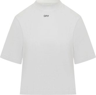 Off-white Cropped Floral Arrow Graphic Cotton T-Shirt